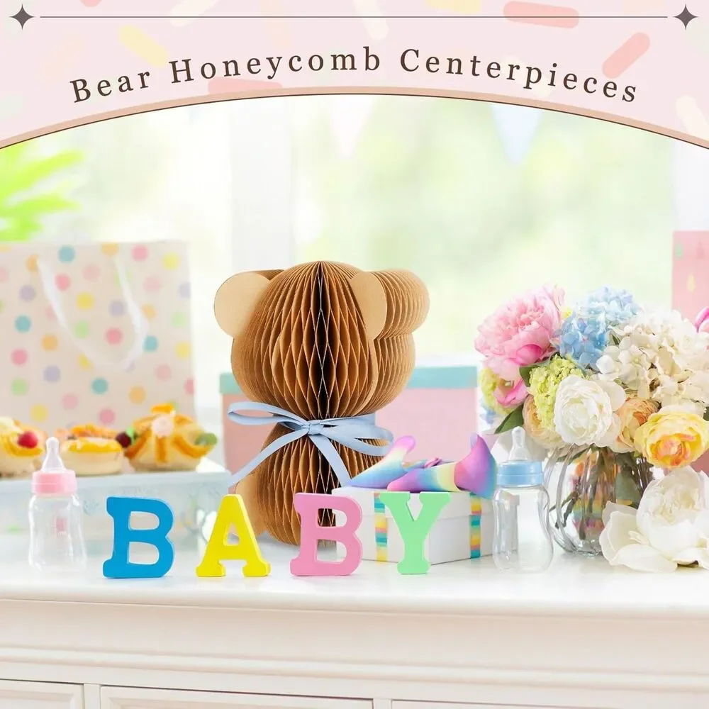 6 Pcs 3D Bear Honeycomb Centerpieces